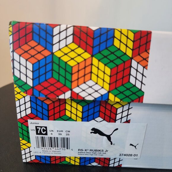 Size 7 Y (GS) PUMA x RUBIK'S RS-X³ Palace Blue-High Risk Red - Picture 10 of 10